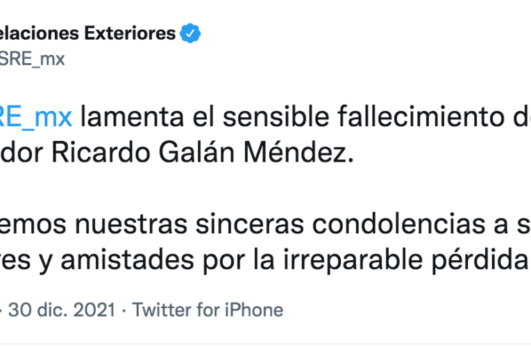 Falleció Ricardo Galán Méndez, ex embajador de México en Nicaragua