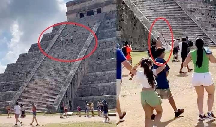 Agreden a turista extranjero por subirse a la pirámide de Chichén Itzá