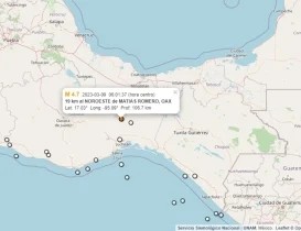 Reportan sismo de 4.7 grados con epicentro en Matías Romero, Oaxaca