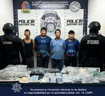 Playa del Carmen: Desmantelan Banda delictiva, Cuatro Arrestados con Drogas y Arma de Fuego
