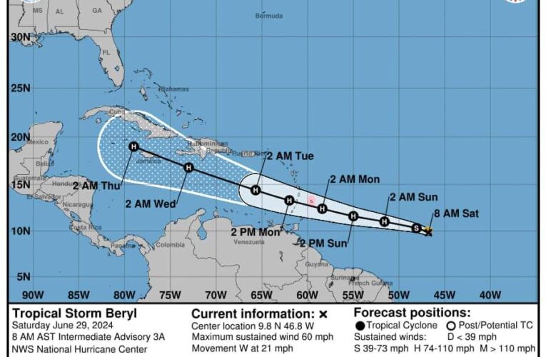 Beryl se fortalece y sería huracán hoy en la tarde