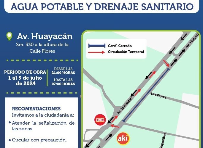 Aguakan informa sobre trabajos de interconexión en la Av. Huayacán de Cancún
