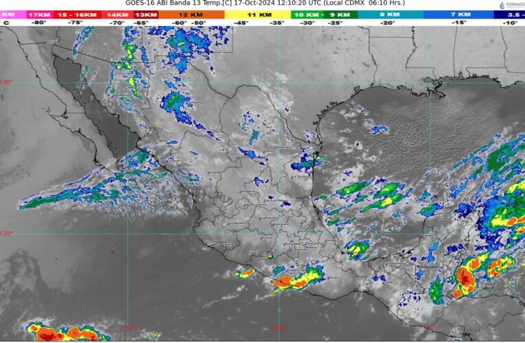 Se preven lluvias muy fuertes a puntuales intensas en estados del Oriente y Sureste