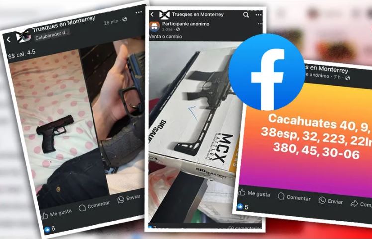 Mercado negro de armas en Nuevo León invade grupos de Facebook