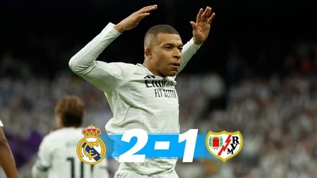 Mbappé y Vinicius salvan la victoria del Real Madrid ante un Rayo Vallecano valiente, pero mermado