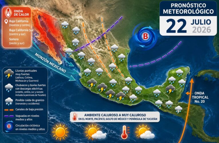 La onda tropical número 20 se desplazará sobre el sureste mexicano
