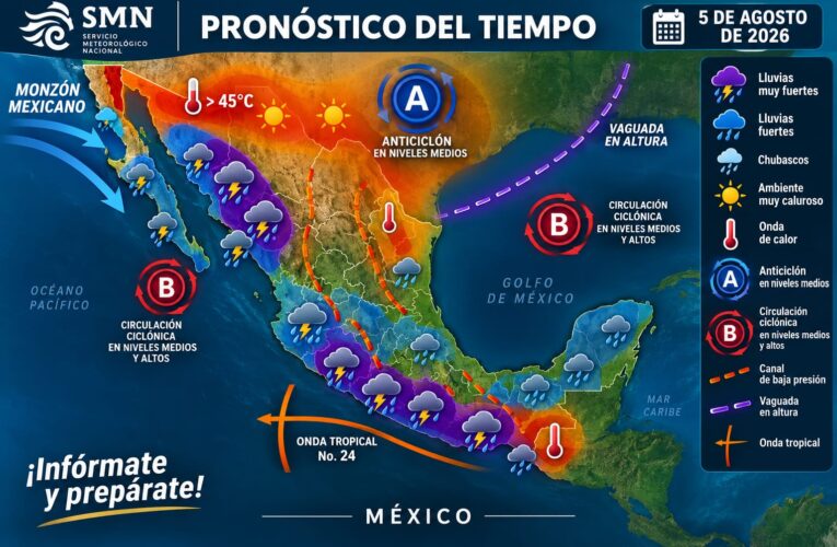La onda tropical número 24 se desplazará sobre el sur del territorio nacional