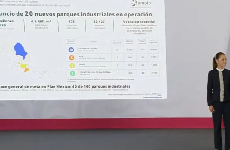 Claudia Sheinbaum anuncia tres nuevos parques industriales en Guanajuato, Aguascalientes y Querétaro