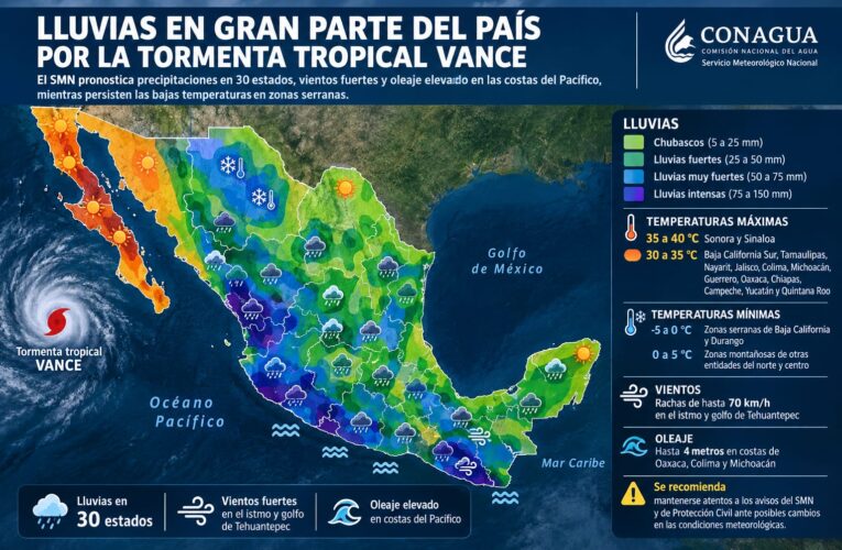 Lluvias en gran parte del país por la Tormenta Tropical “Vance”